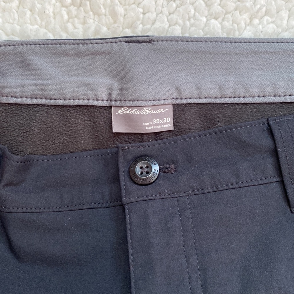 Eddie Bauer Men's Black Fleece Lined Tech Pants - Picture 4 of 7